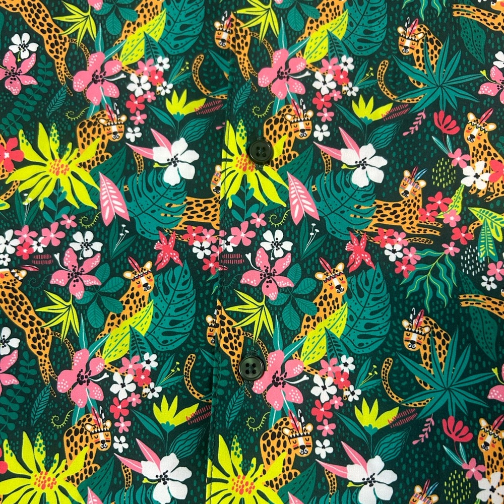 Tropical Green Floral Short Sleeve Polo by Sunset X Vine